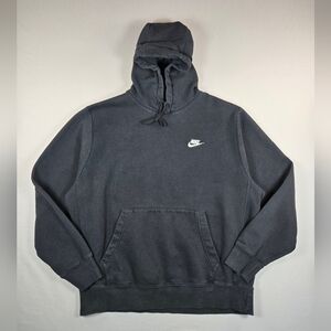 Nike Sportswear Club Fleece Hoodie Faded Black Vintage Look Size Large